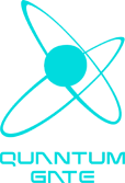 an atom describing the logo for quantum gate digital services provider.